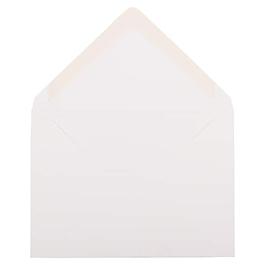 JAM Paper A7 Bright White Laid Strathmore Invitation Envelopes with Euro Flap, 50ct.